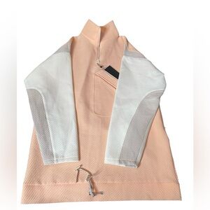 Sebnem Gunay apricot textured Women's Two-Tone  quarter zip sweater dress S/M